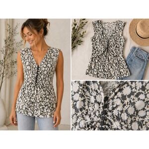 Anthropologie Maeve Dandelion Floral V-Neck Tank (XS) Casual Summer Boho Top